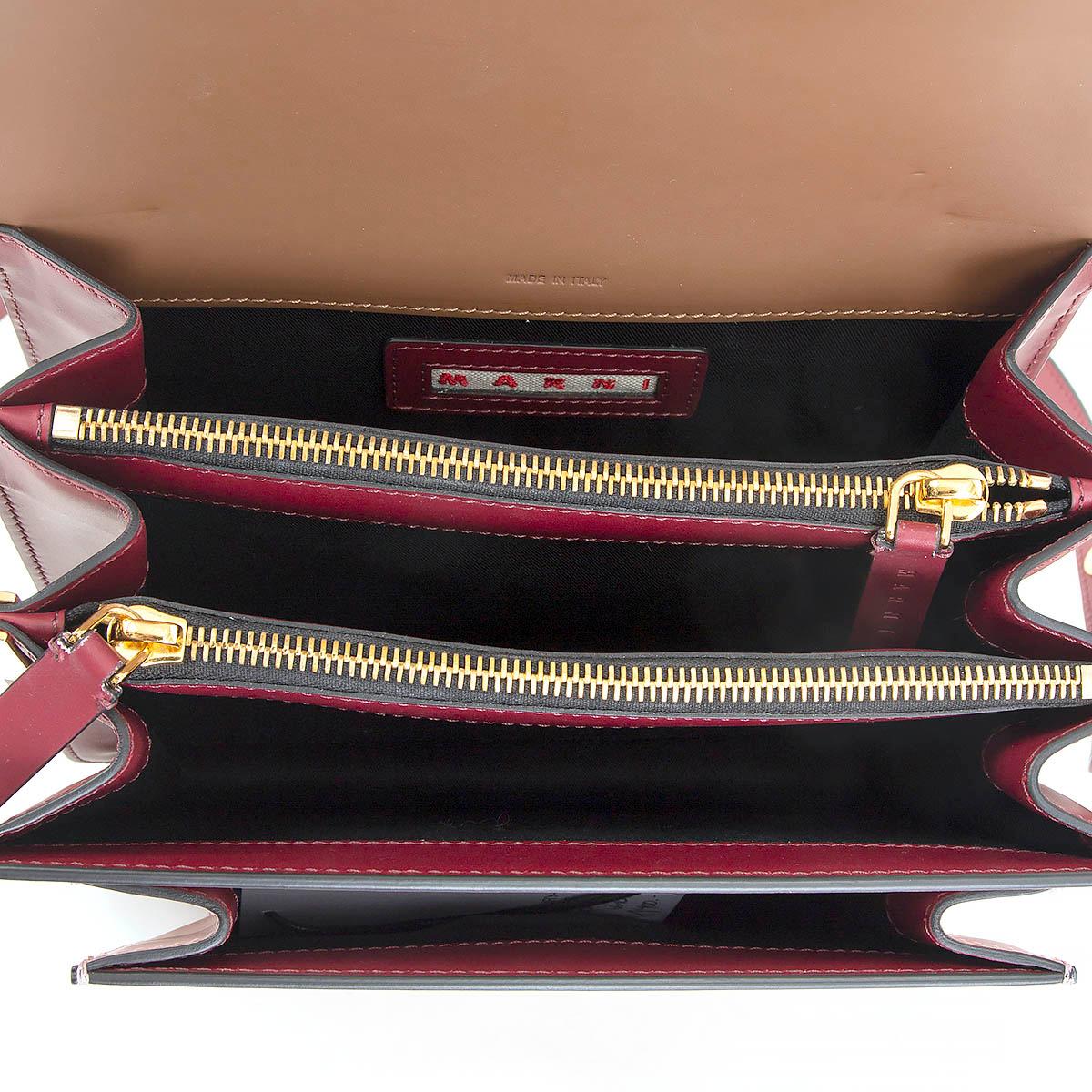 MARNI pink brown burgundy leather TRICOLOR TRUNK MEDIUM Shoulder Bag In Excellent Condition For Sale In Zürich, CH