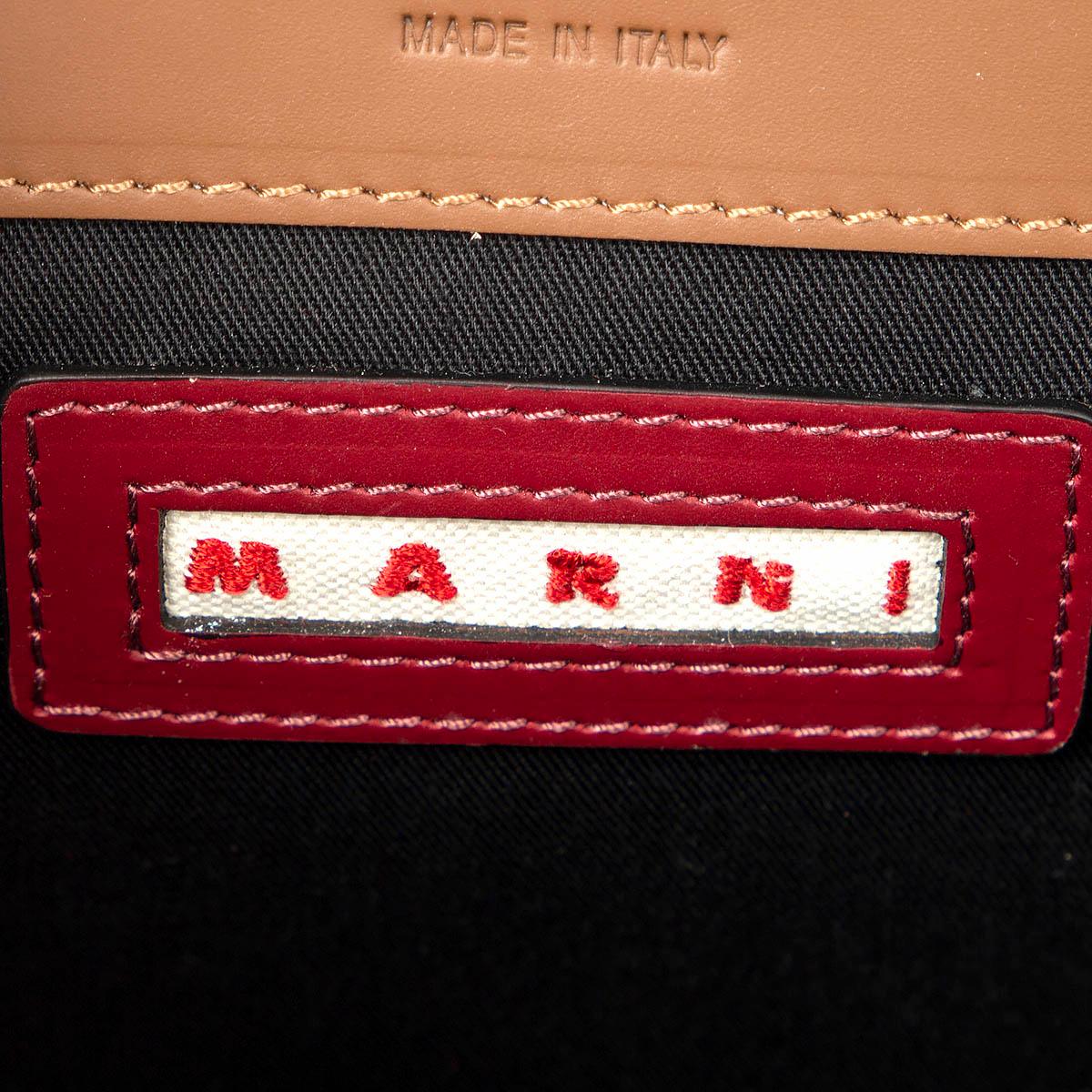 Women's MARNI pink brown burgundy leather TRICOLOR TRUNK MEDIUM Shoulder Bag For Sale
