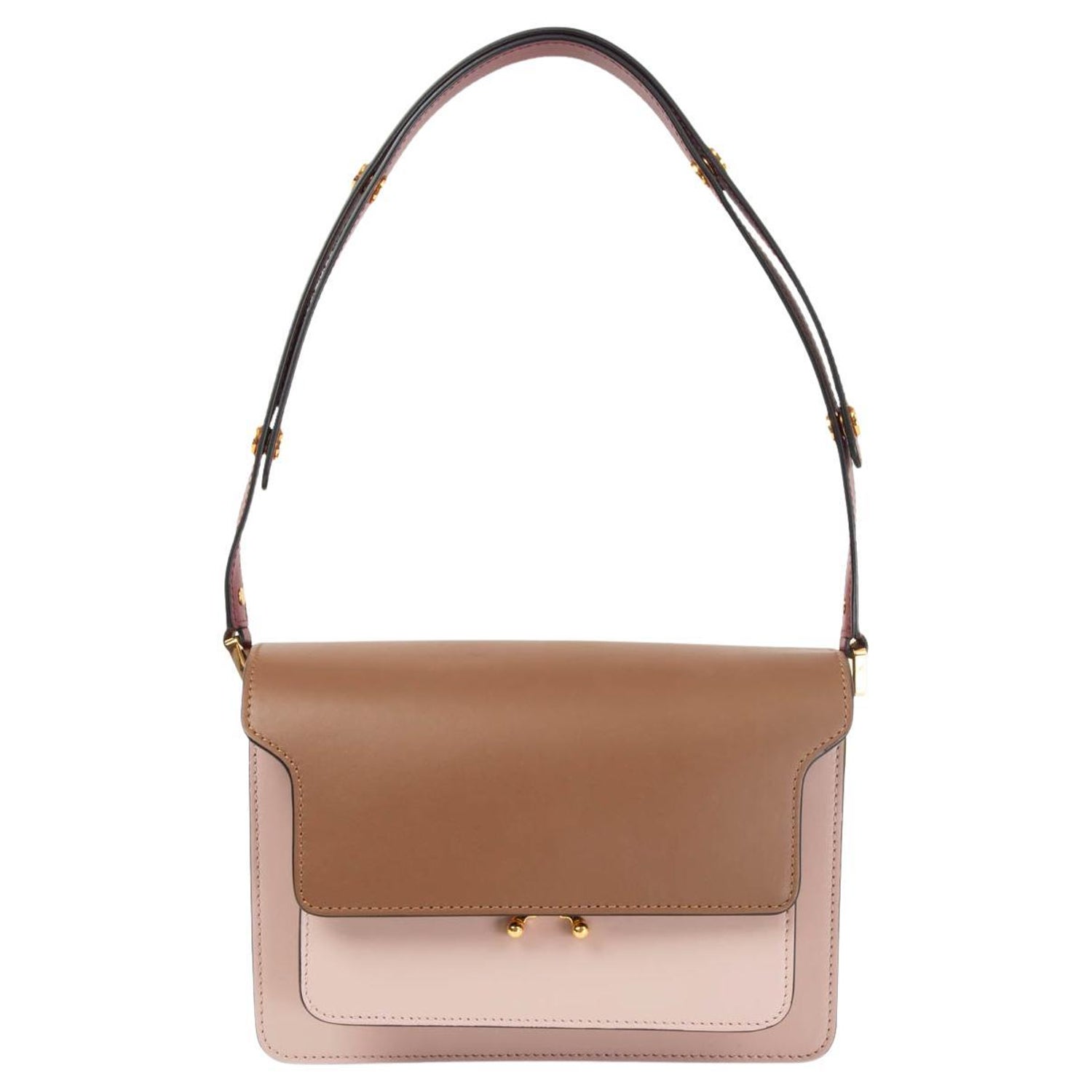 MARNI TRUNK SAFFIANO SHOULDER BAG NUDE NEW