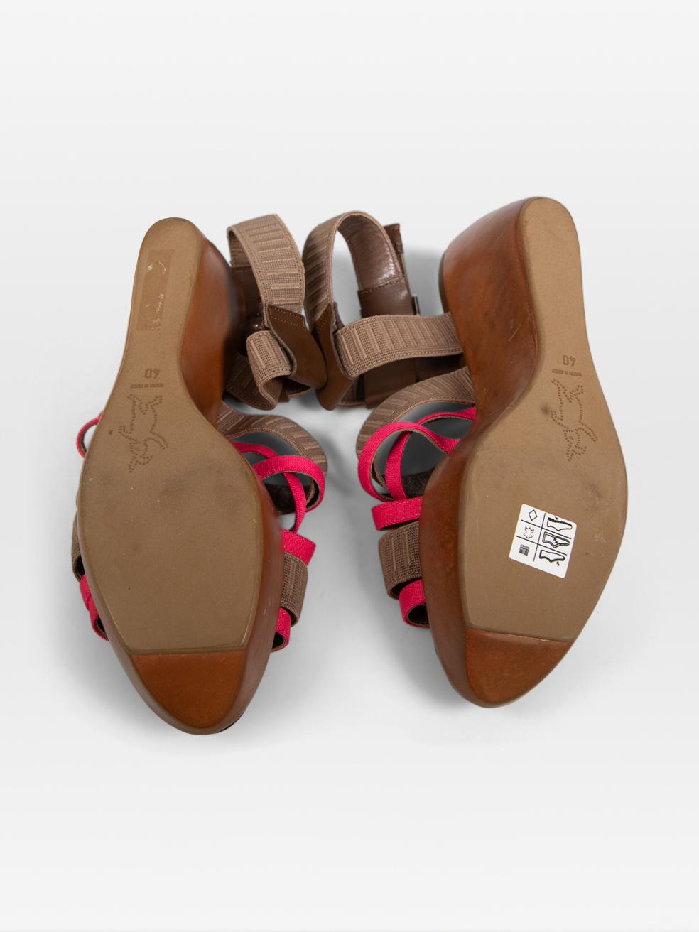 Marni Pink & Brown Platform Sandals Size IT 40 In Good Condition In London, GB