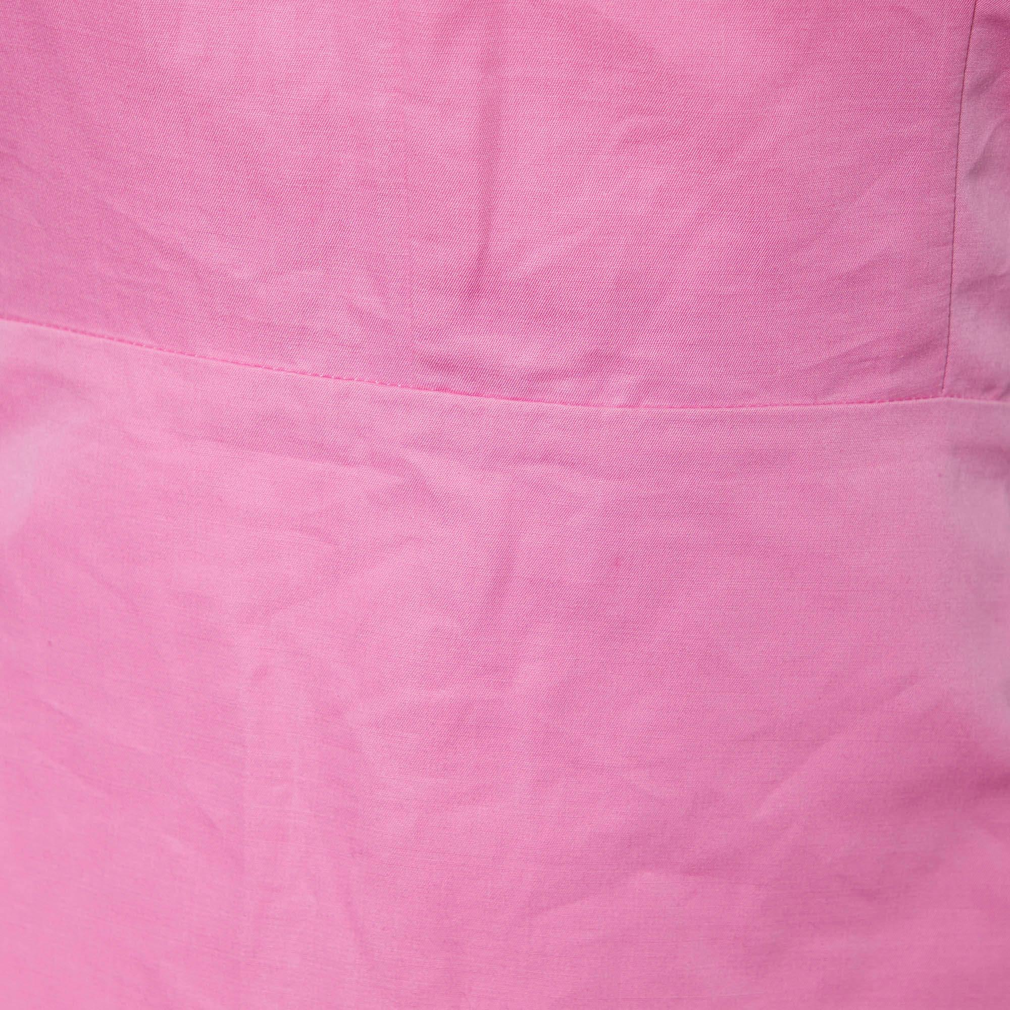Marni Pink Cotton & Ramie Sleeveless Peplum Top S In Good Condition In Dubai, Al Qouz 2