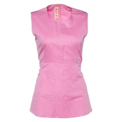 Marni Pink Cotton & Ramie Sleeveless Peplum Top S