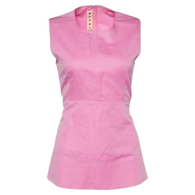 Marni Rosa ärmelloses Top aus Baumwolle & Ramie mit Schößchen S im Angebot