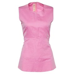 Marni Rosa ärmelloses Top aus Baumwolle & Ramie mit Schößchen S