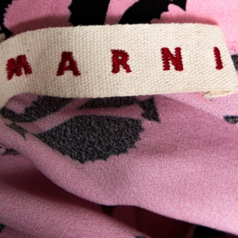 Marni Rosa Crepe Abstrakter Druck Dual Collar ärmelloses Top M im Angebot 2