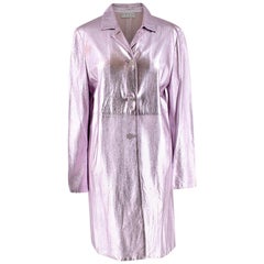 Marni Pink Metallic Leather Overcoat - Size US 8