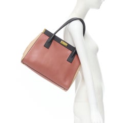MARNI pink nude black gold clasp lock colorblock structured leather bag