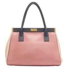 MARNI pink nude black gold clasp lock colorblock structured leather bag