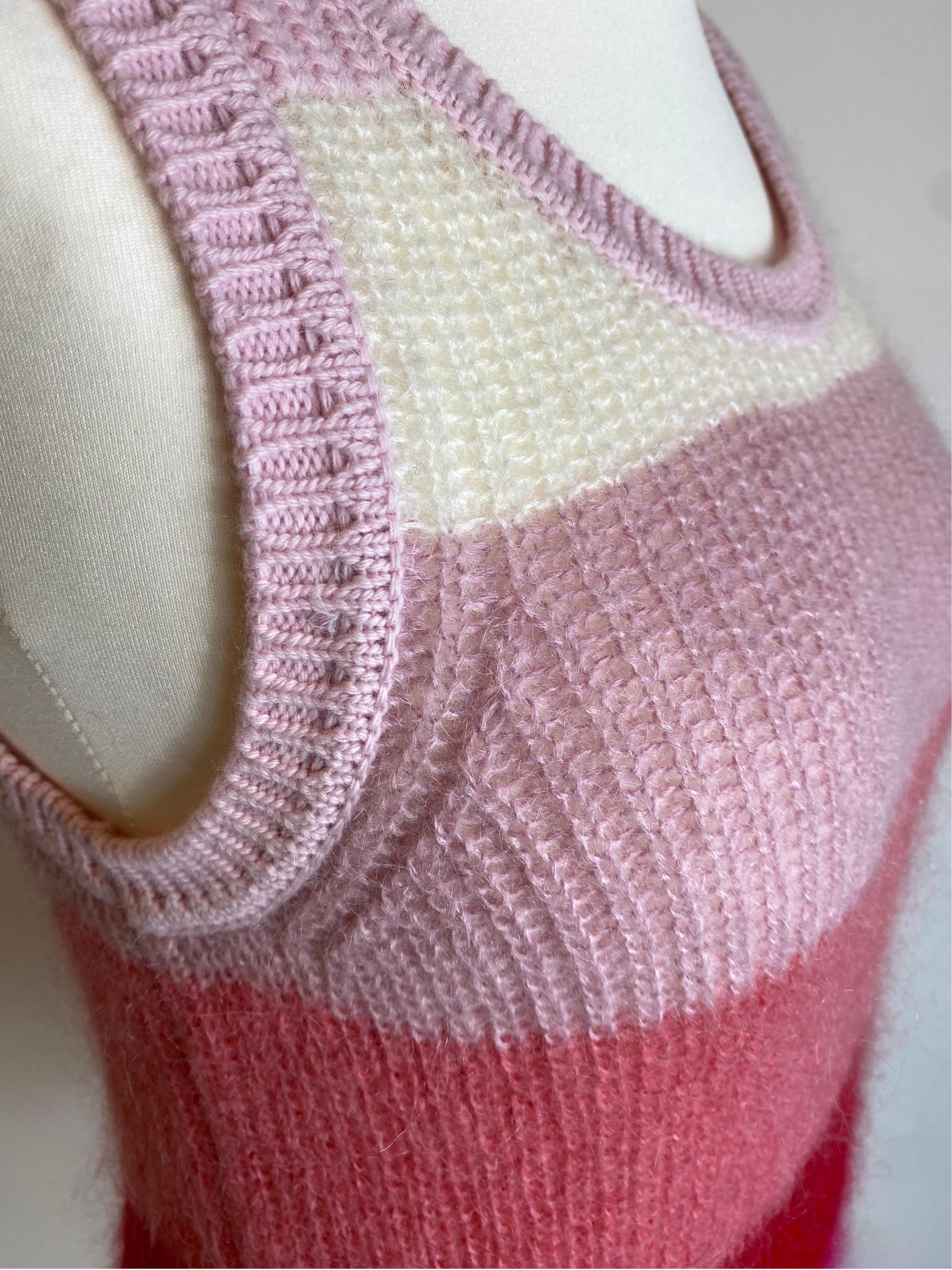 Women's or Men's Marni pink shades stripes mohair Vest For Sale