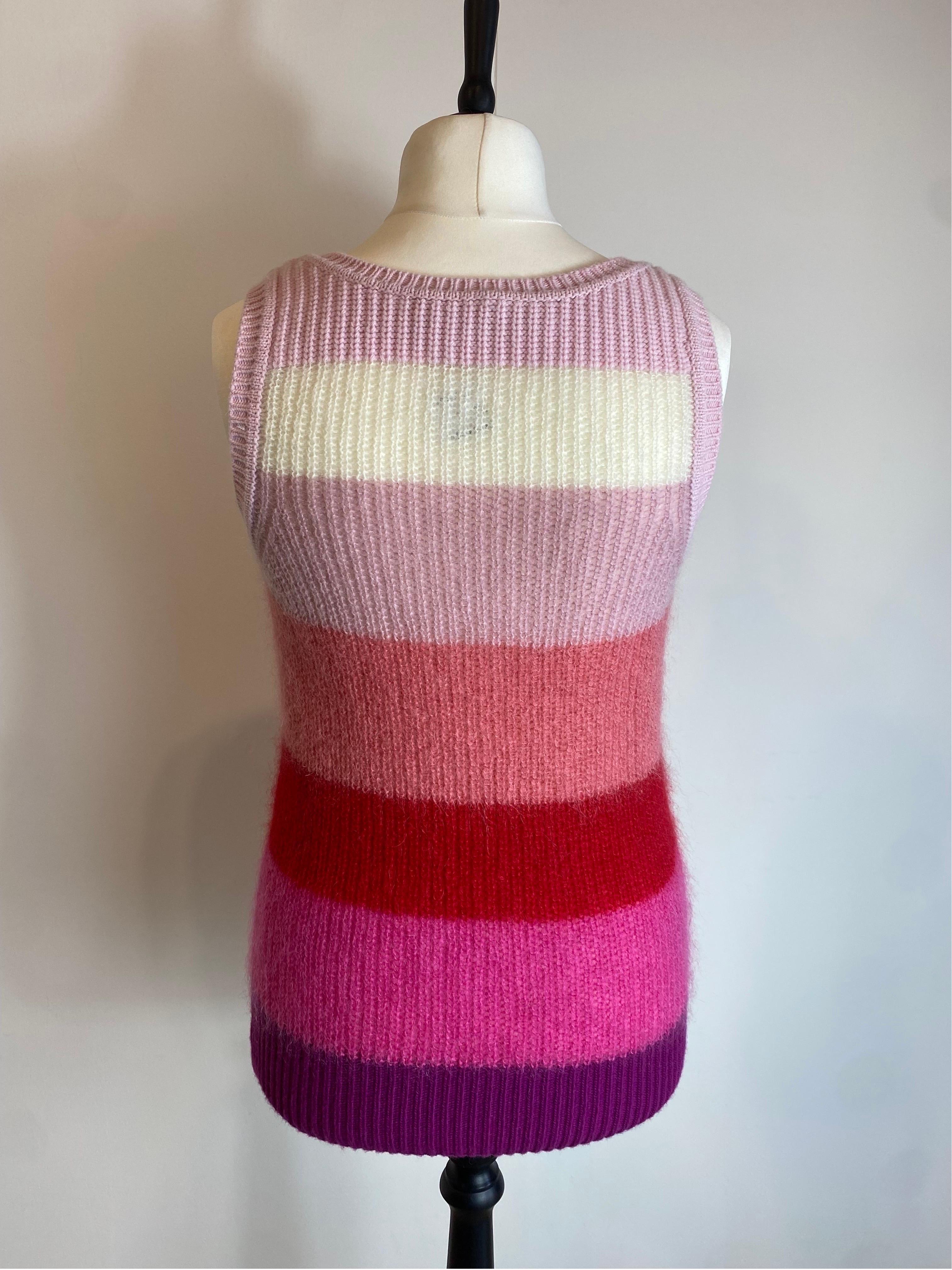 Marni pink shades stripes mohair Vest For Sale 1