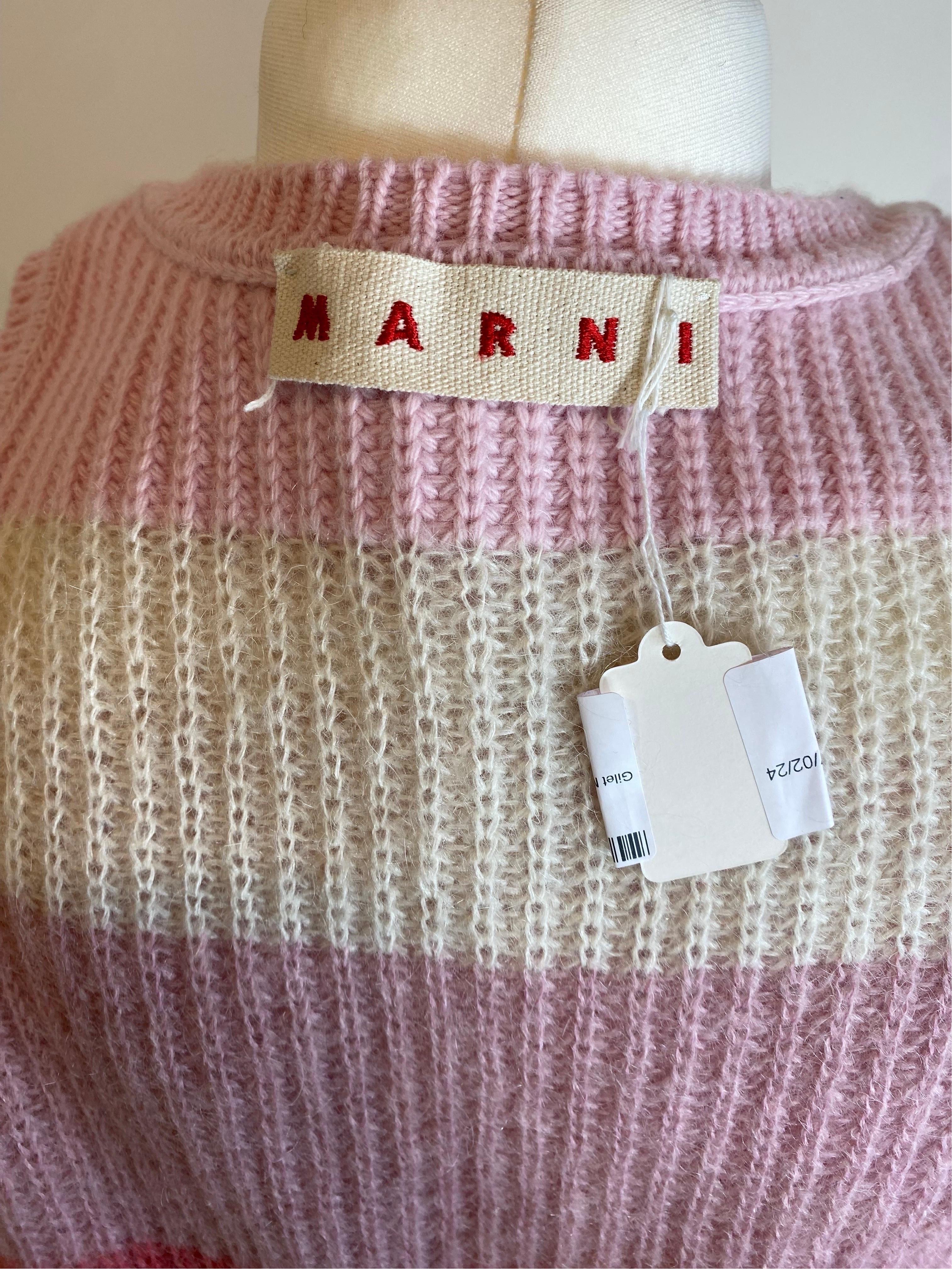 Marni pink shades stripes mohair Vest For Sale 3