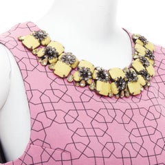 MARNI pink virgin wool yellow embellished jewel collar vest IT40 S