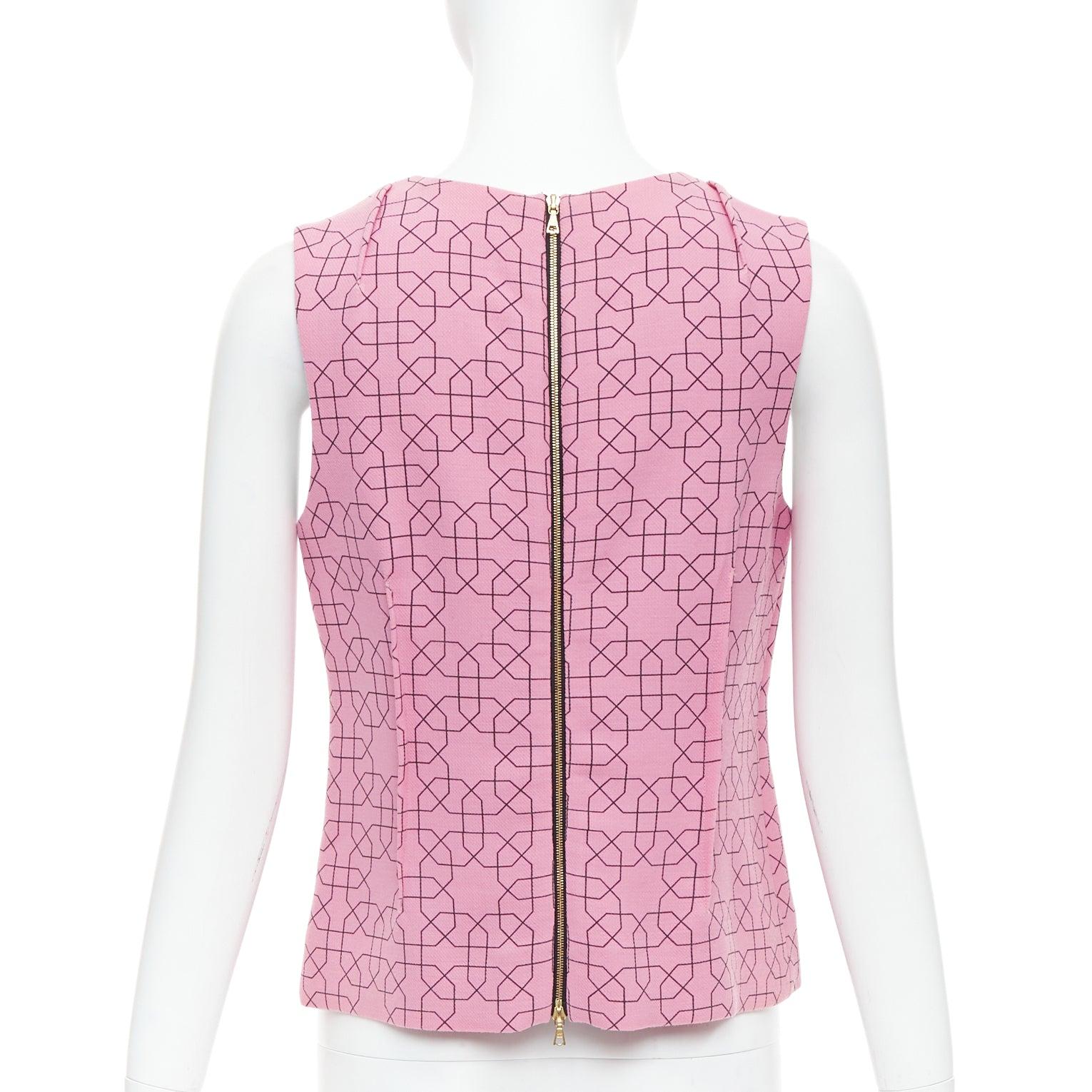 Women's MARNI pink virgin wool yellow embellished jewel collar vest IT40 S For Sale
