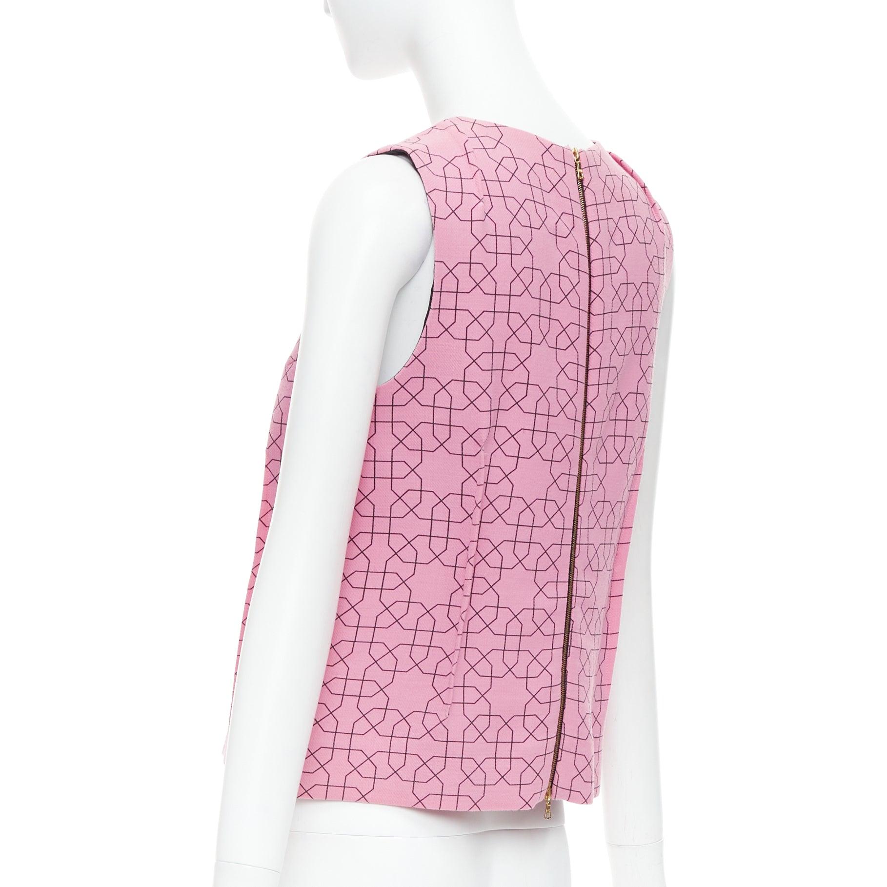MARNI pink virgin wool yellow embellished jewel collar vest IT40 S For Sale 1