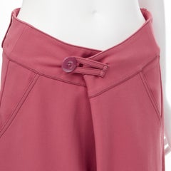 MARNI pink viscose wool curved seam loop button wide leg pants IT36 XS