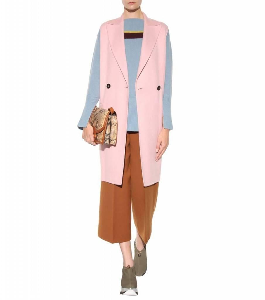 Marni Pink Wool Long Coat Vest  In Excellent Condition In Toronto, ON