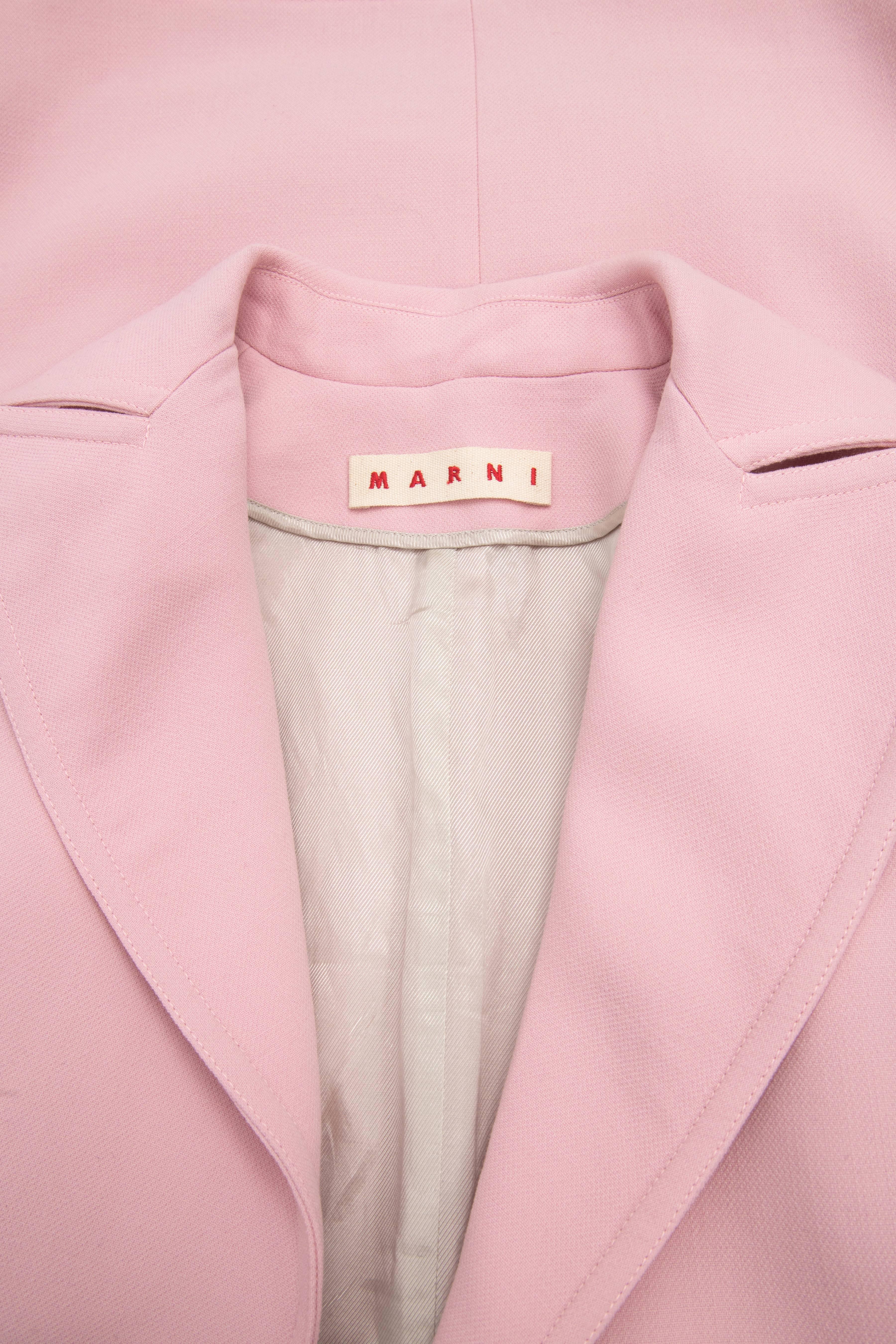 Marni Pink Wool Long Coat Vest  3
