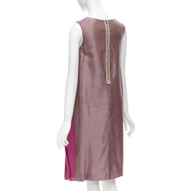 MARNI pink wool tweed gathered pleat contrast back sleeveless dress IT38 XS For Sale 1