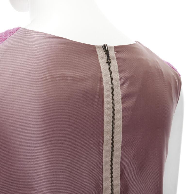 MARNI pink wool tweed gathered pleat contrast back sleeveless dress IT38 XS For Sale 4