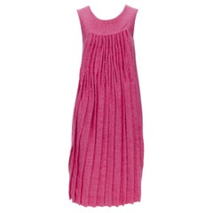 MARNI pink wool tweed gathered pleat contrast back sleeveless dress IT38 XS