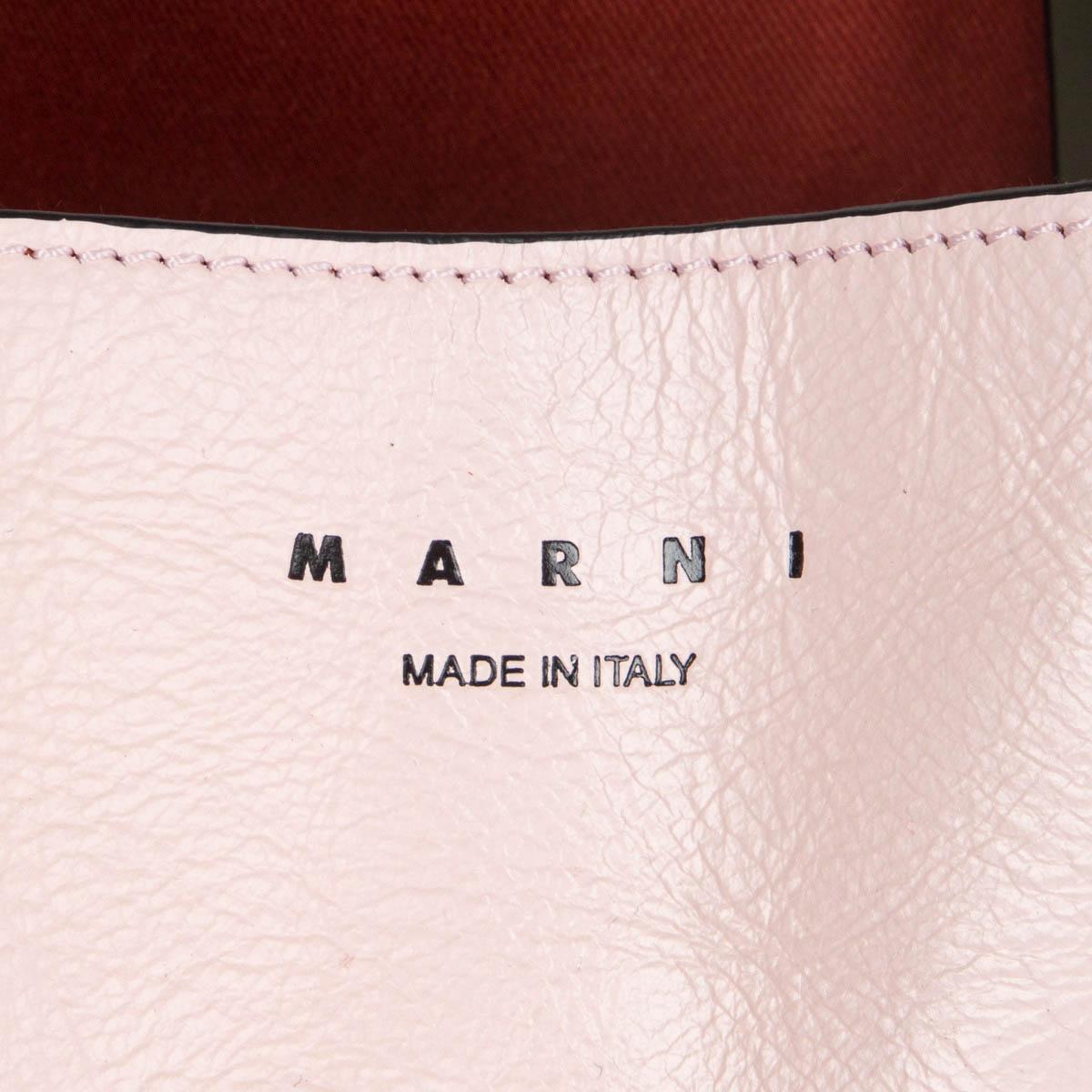 MARNI TRICOLOR MUSEO SMALL TOTE Tasche aus Leder in Rosa, Gelb und Grün 1
