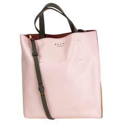 MARNI pink yellow green leather TRICOLOR MUSEO SMALL TOTE Bag