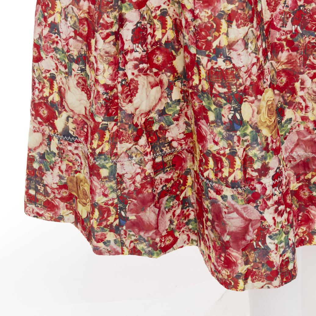 MARNI pink yellow portrait cartoon floral print wrap waist balloon skirt IT38 XS For Sale 2