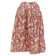 MARNI pink yellow portrait cartoon floral print wrap waist balloon skirt IT38 XS