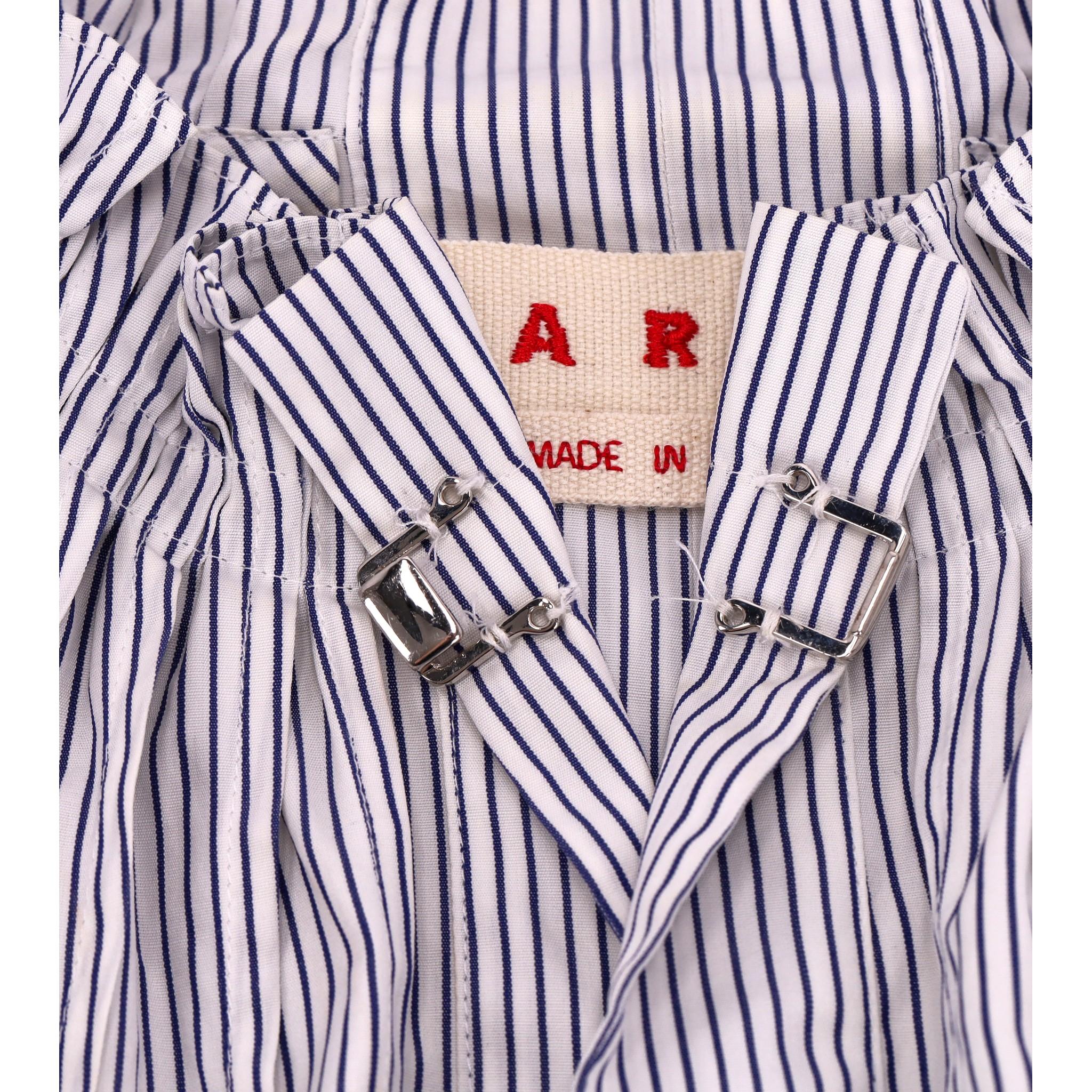 Women's Marni Pinstripe Belted Cotton Dress For Sale