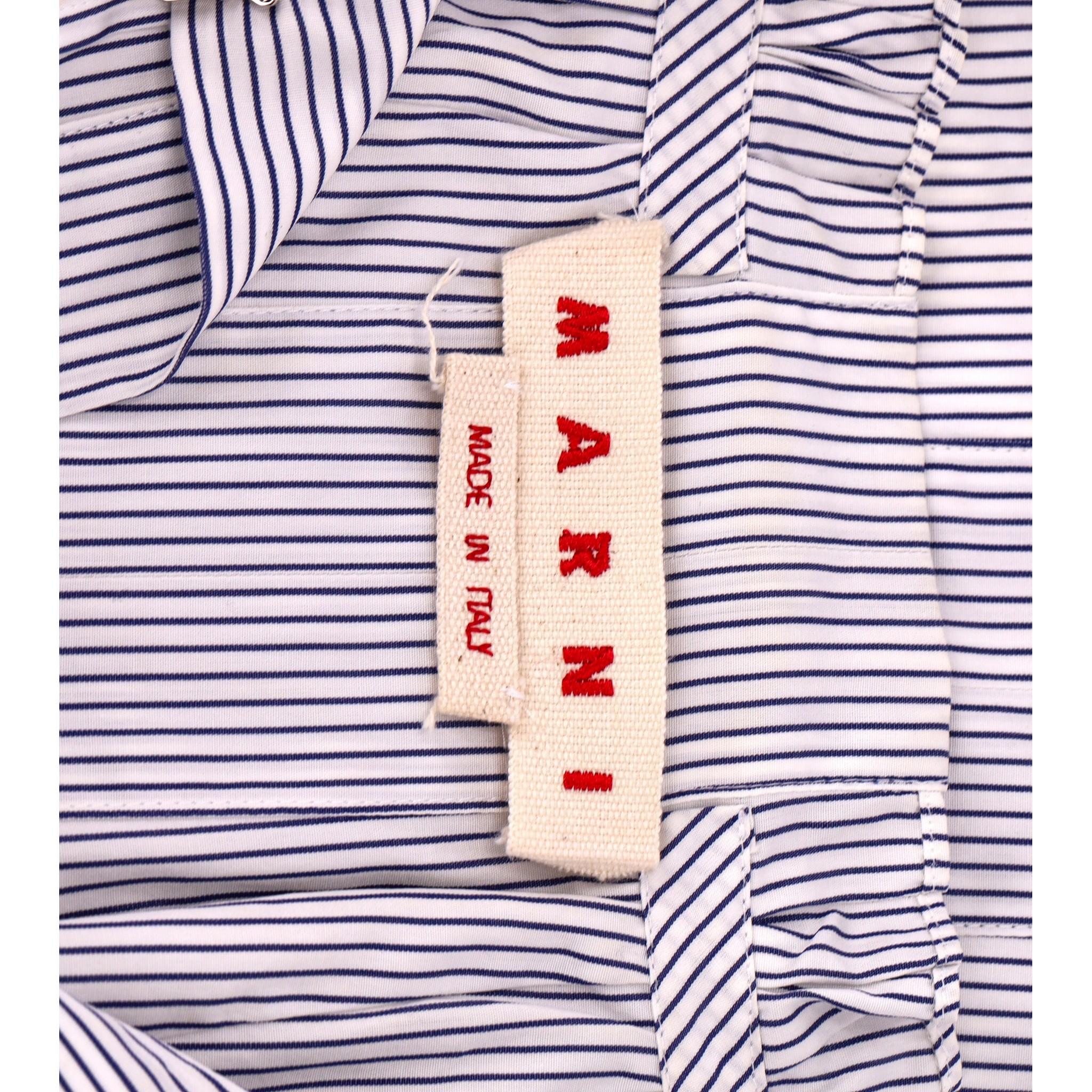 Marni Pinstripe Belted Cotton Dress For Sale 2