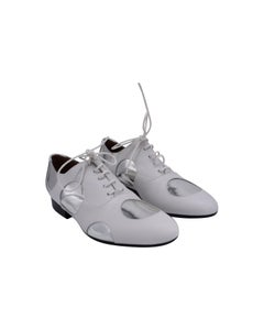 Marni Polka Dot Lace Up Oxfords in White and Silver Leather