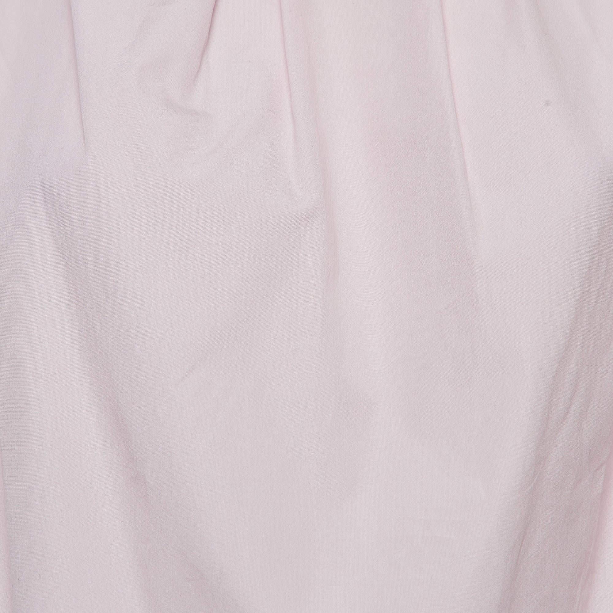 Gray Marni Powder Pink Cotton Pleated Cap Sleeve Blouse S For Sale