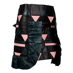 Mini-jupe en cuir d'agneau à motif patchwork géométrique Marni, collection pré-automne 2016