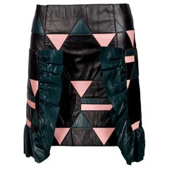 Marni Pre-Fall 2016 Geometric Patchwork Lambskin Leather Mini Skirt