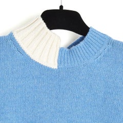 Marni Printemps 2020 Spring Pull bleu écru FR40 Blue Ecru Knit Sweater UK12 US10