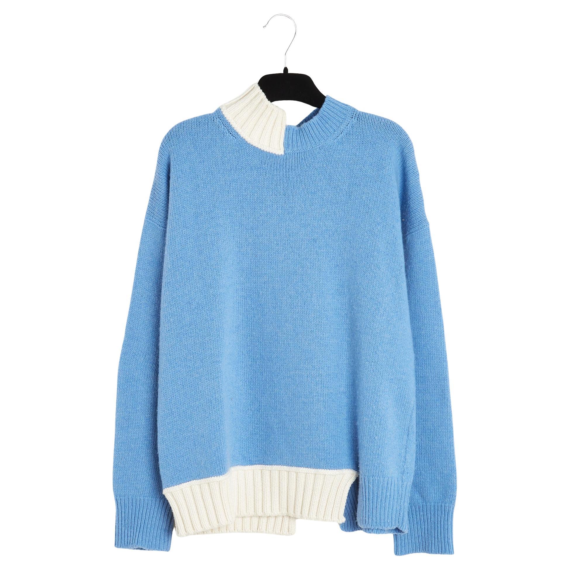 Marni Printemps 2020 Frühling Pull bleu écru FR40 Blau Ecru Strickpullover UK12 US10 im Angebot