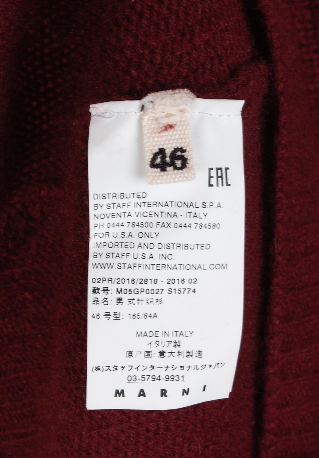 Marni Pullover Knitted Pure Cashmere Men Sweater Size 46IT(Medium) S036 For Sale 3