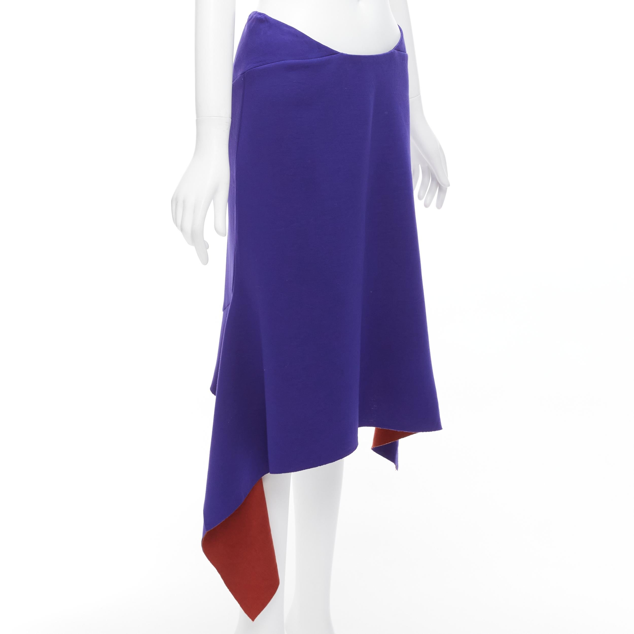 MARNI purple burgundy asymmetric hi low hem low waist knee skirt IT40 S In Excellent Condition For Sale In Hong Kong, NT