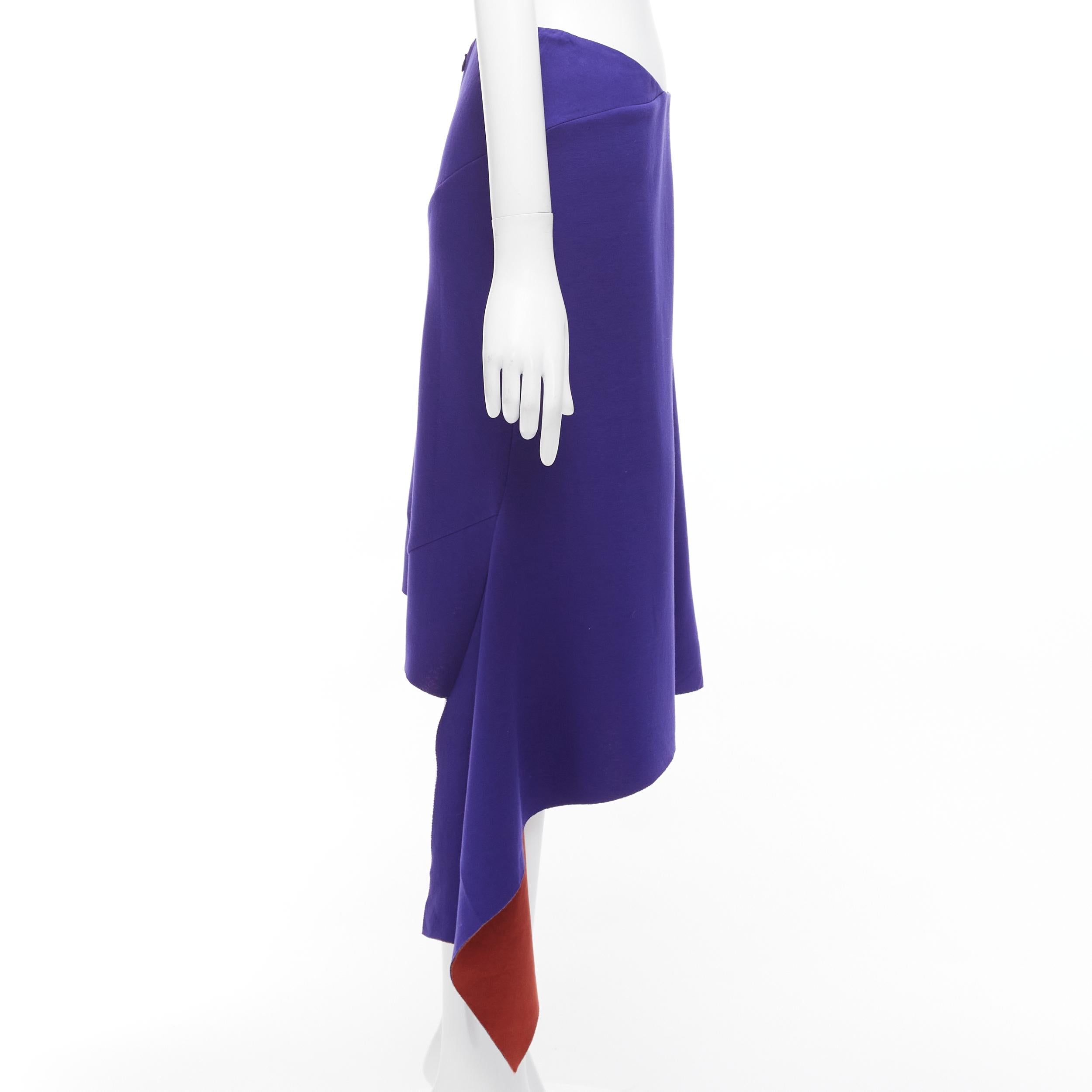 Women's MARNI purple burgundy asymmetric hi low hem low waist knee skirt IT40 S For Sale