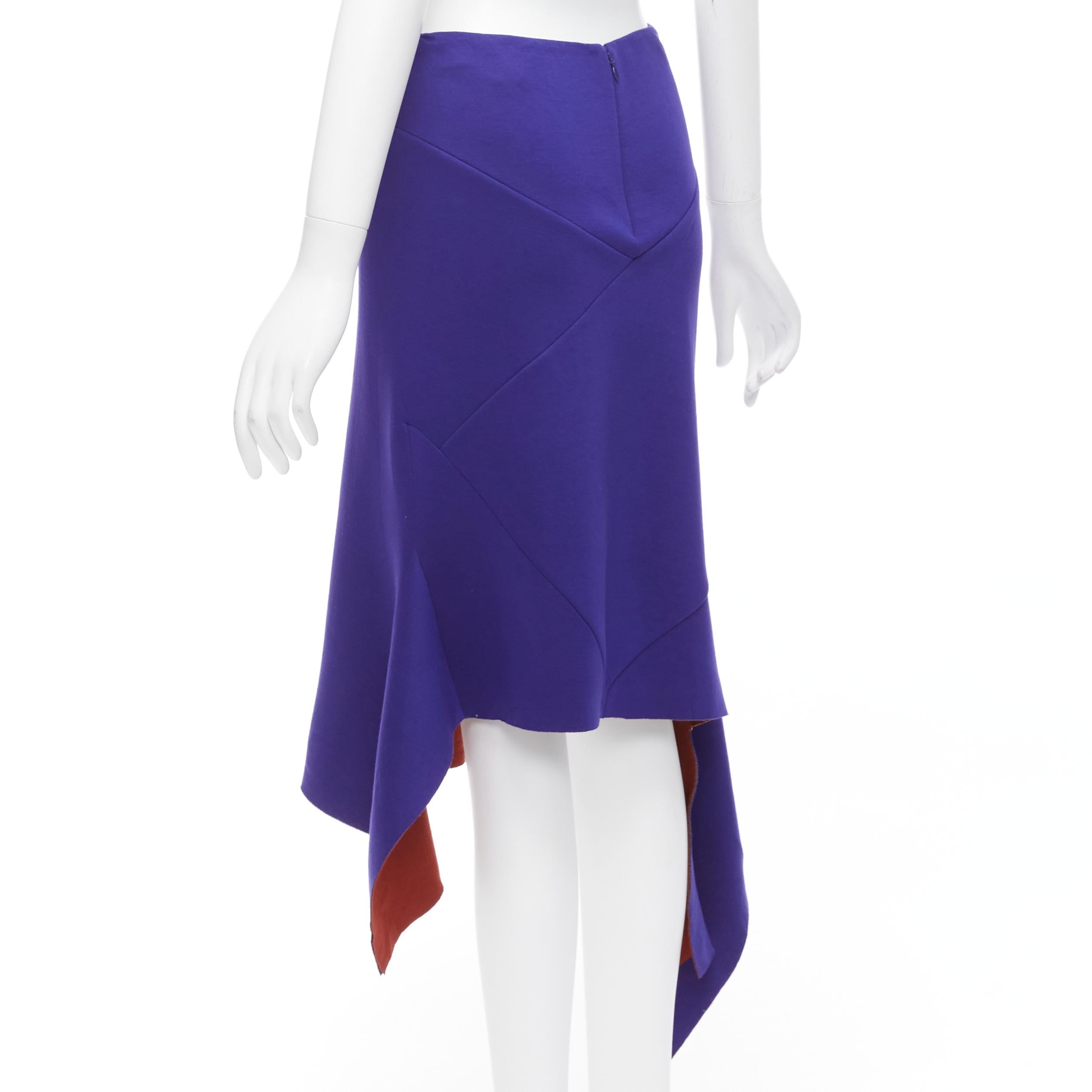 MARNI purple burgundy asymmetric hi low hem low waist knee skirt IT40 S For Sale 1