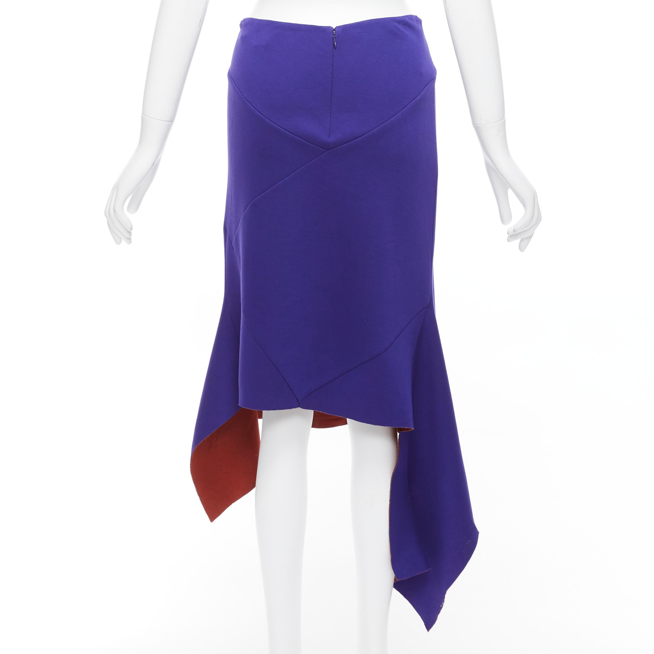 MARNI purple burgundy asymmetric hi low hem low waist knee skirt IT40 S For Sale 2
