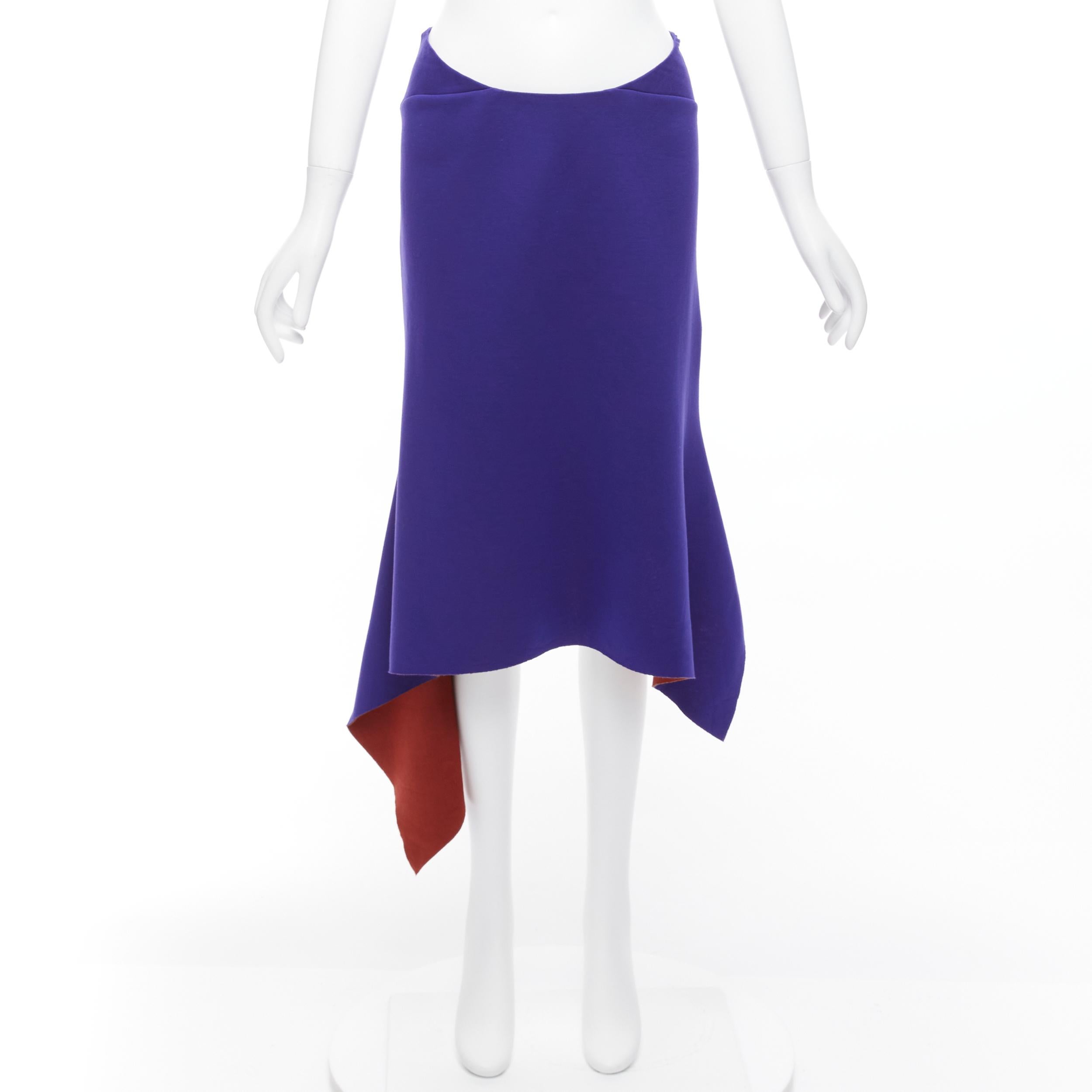 MARNI purple burgundy asymmetric hi low hem low waist knee skirt IT40 S For Sale 5