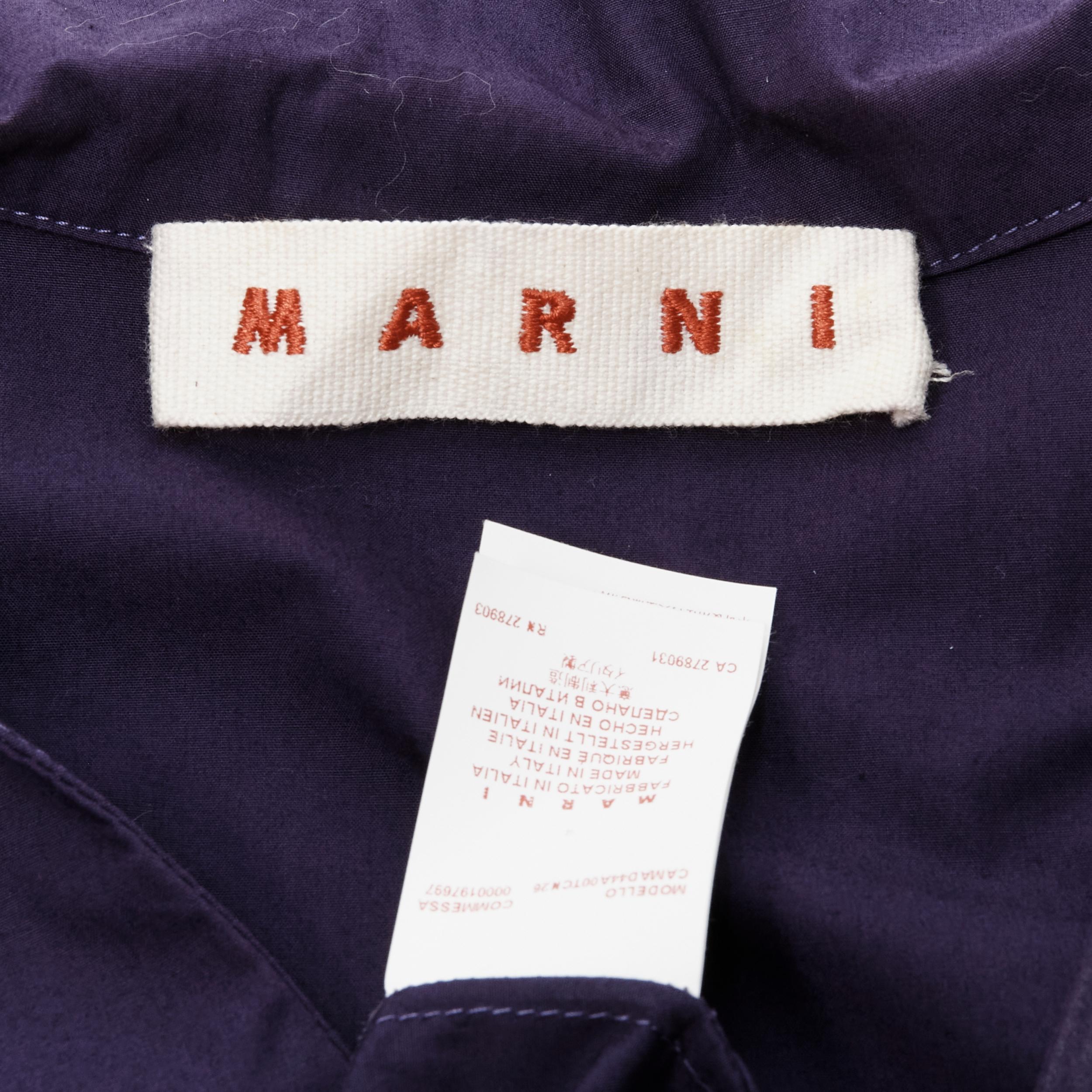 MARNI purple cotton curved seam V-neck oversized boxy polo shirt top IT44 M For Sale 3