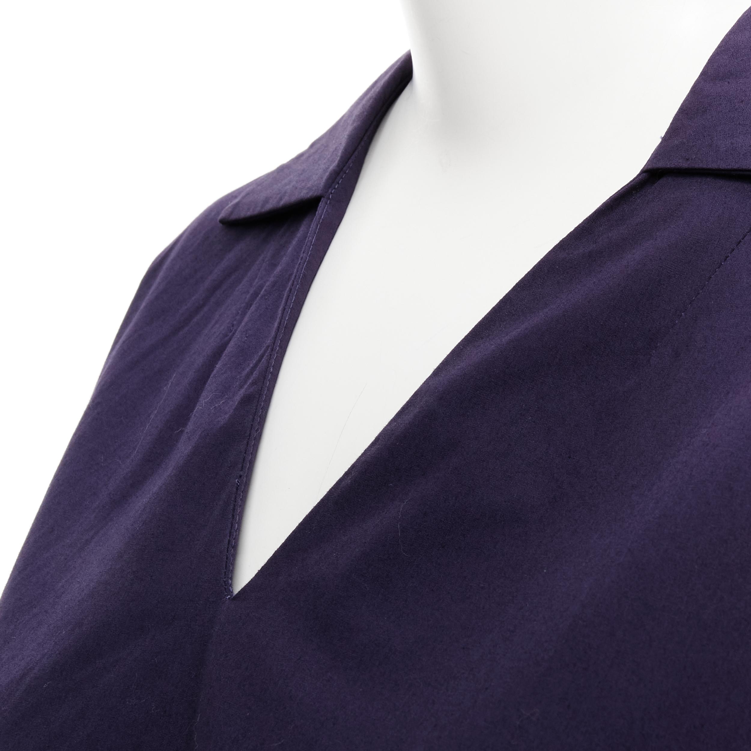 MARNI purple cotton curved seam V-neck oversized boxy polo shirt top IT44 M In Excellent Condition For Sale In Hong Kong, NT