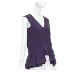 MARNI purple cotton silk Vneck peplum hi low tunic top IT40 S