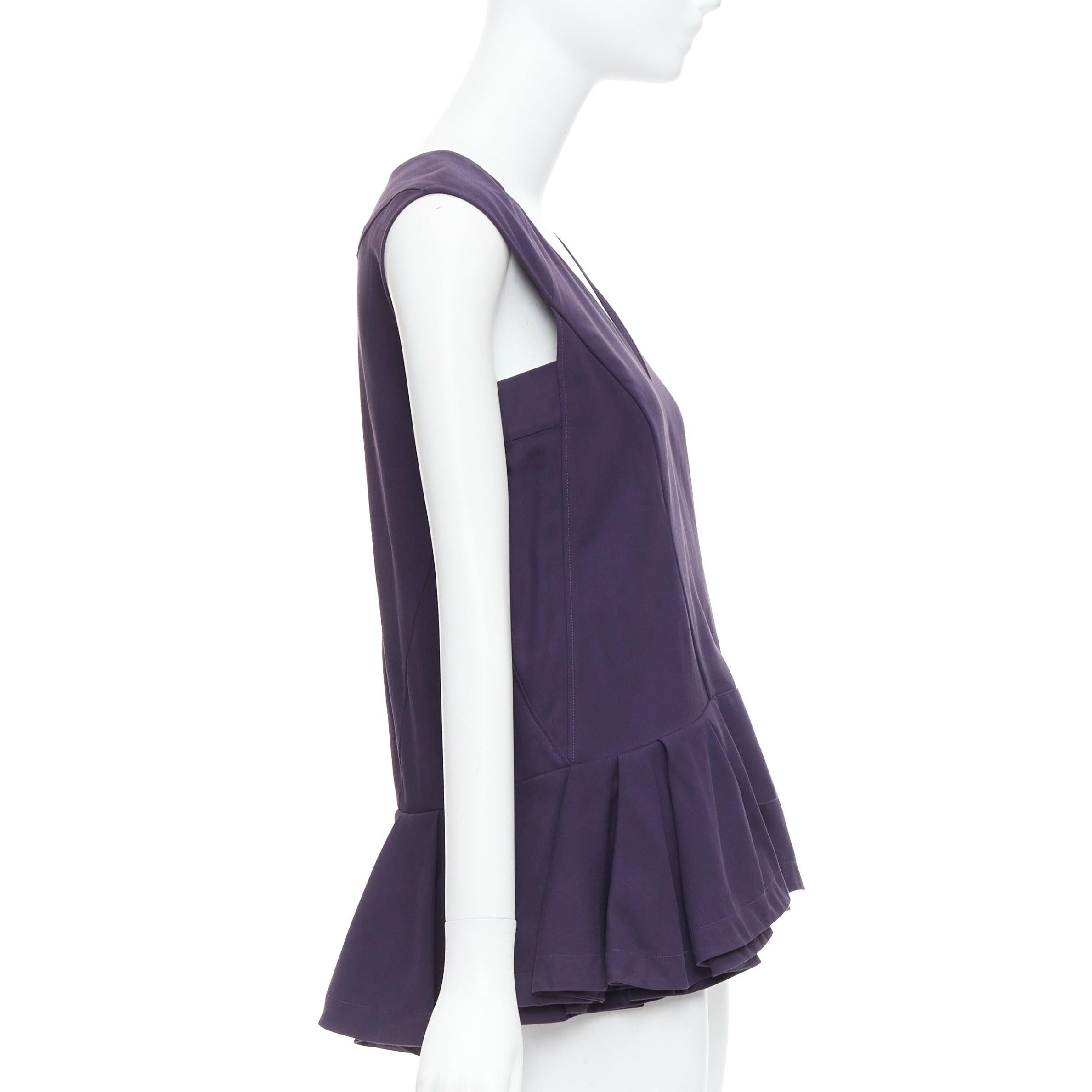 MARNI purple cotton silk Vneck peplum hi low tunic top IT40 S In Good Condition For Sale In Hong Kong, NT