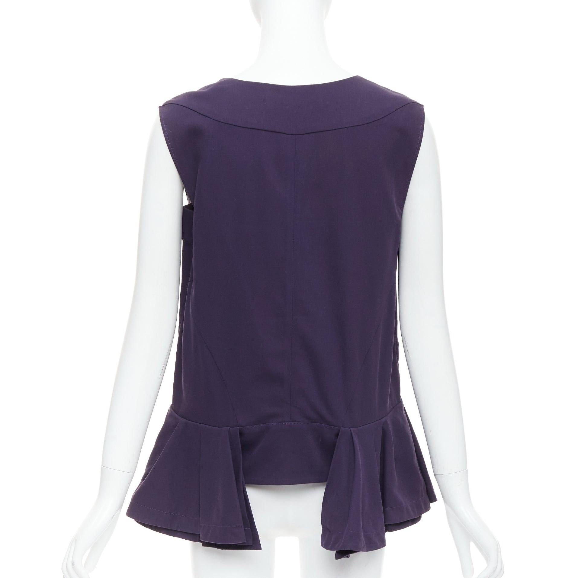 Women's MARNI purple cotton silk Vneck peplum hi low tunic top IT40 S For Sale