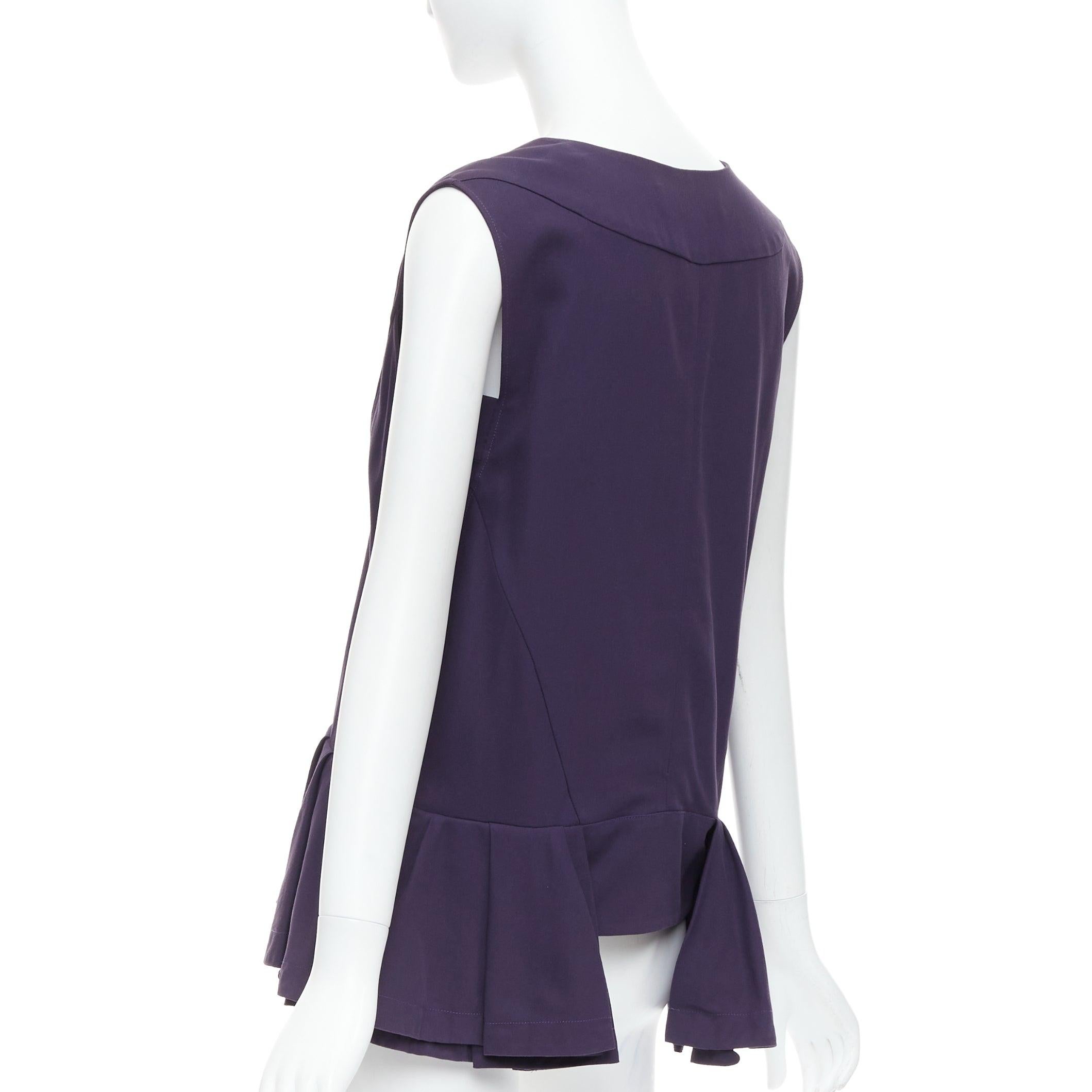 MARNI purple cotton silk Vneck peplum hi low tunic top IT40 S For Sale 1