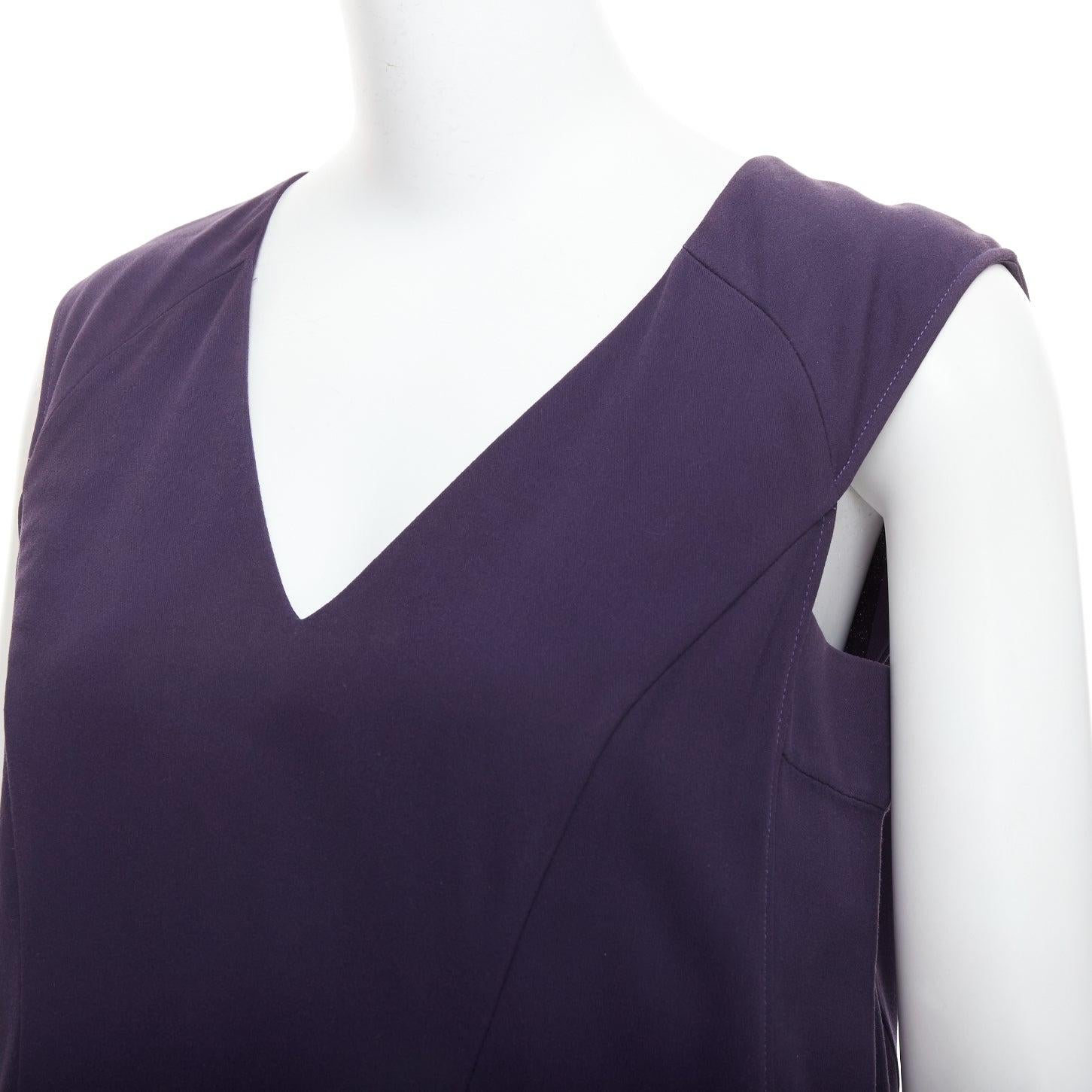 MARNI purple cotton silk Vneck peplum hi low tunic top IT40 S For Sale 2