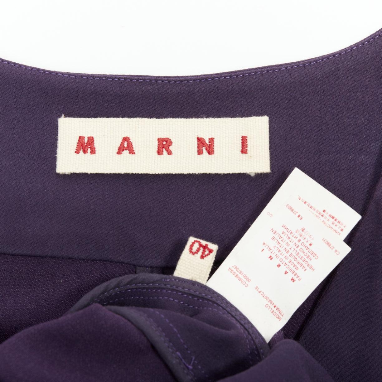 MARNI purple cotton silk Vneck peplum hi low tunic top IT40 S For Sale 3